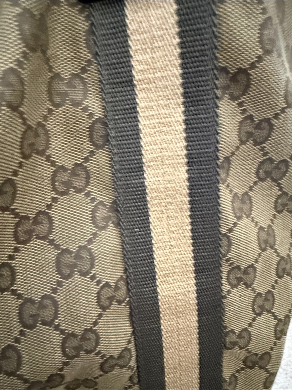 Gucci Original GG Canvas Flat Web Tote Bag Brown Monogram Model ID: 189669 EUC - Picture 6 of 14